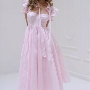 Selkie Pink Ruffled Tiered Sundress with Sweetheart Neckline